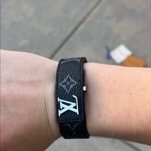 Louis Vuitton Black Monogram Leather Bracelet